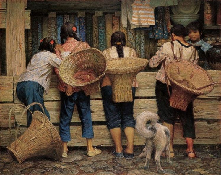 01a-Zhu Yiyong, Tienda del pueblo, 132x160 cm., 1981-OK